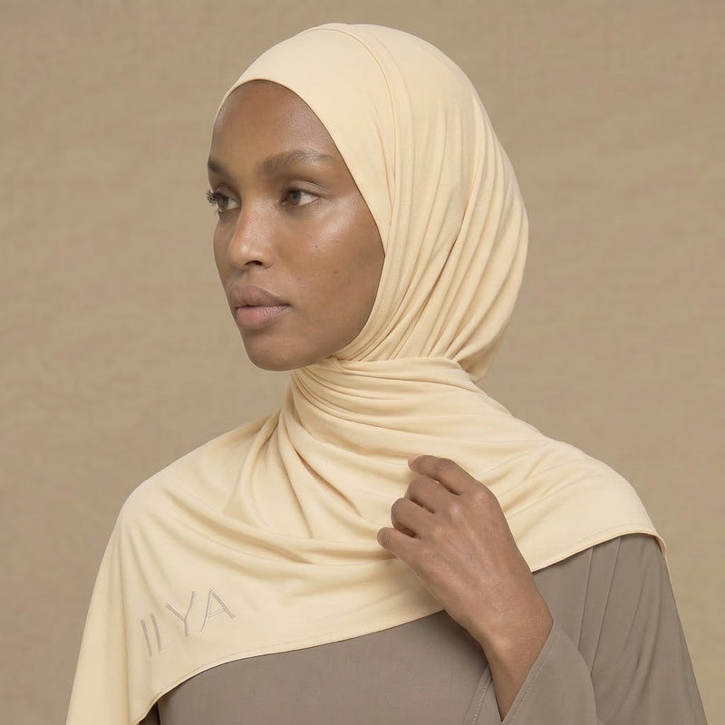 Premium Jersey Hijab i Butter Yellow