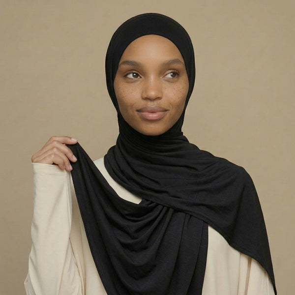 Premium Jersey Hijab i Black