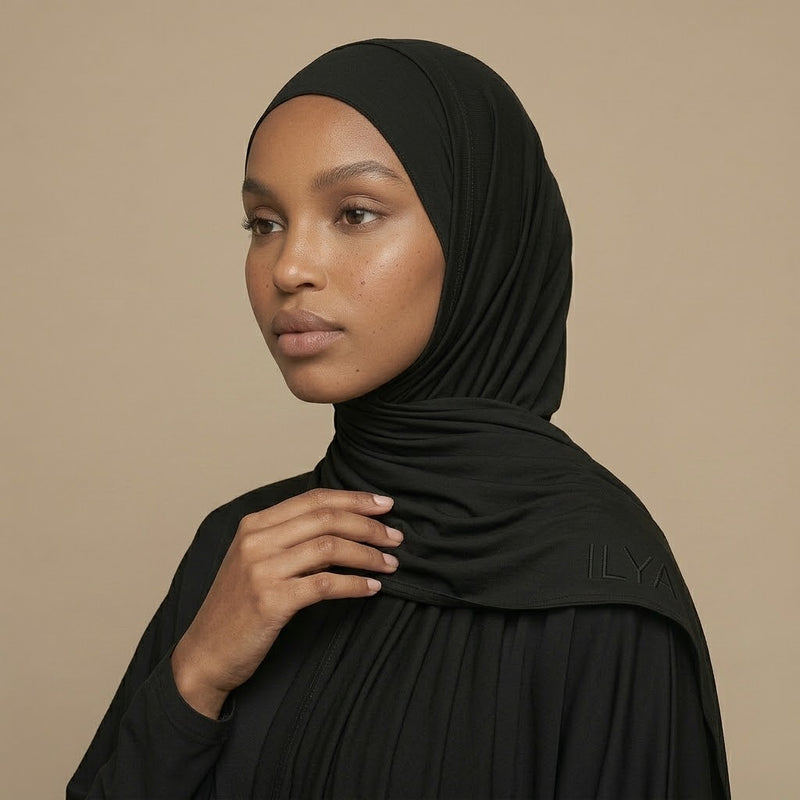 Premium Jersey Hijab i I , Black