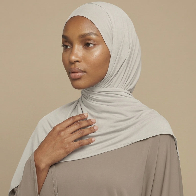 Premium Jersey Hijab i Stone Grey