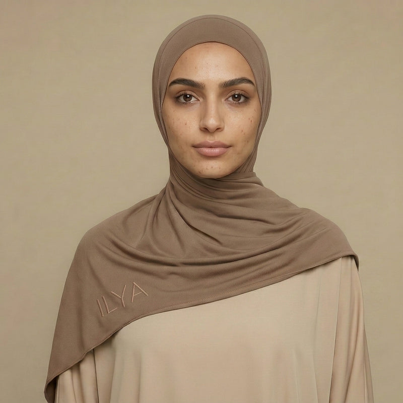 Premium Jersey Hijab i I , Warm Mocha