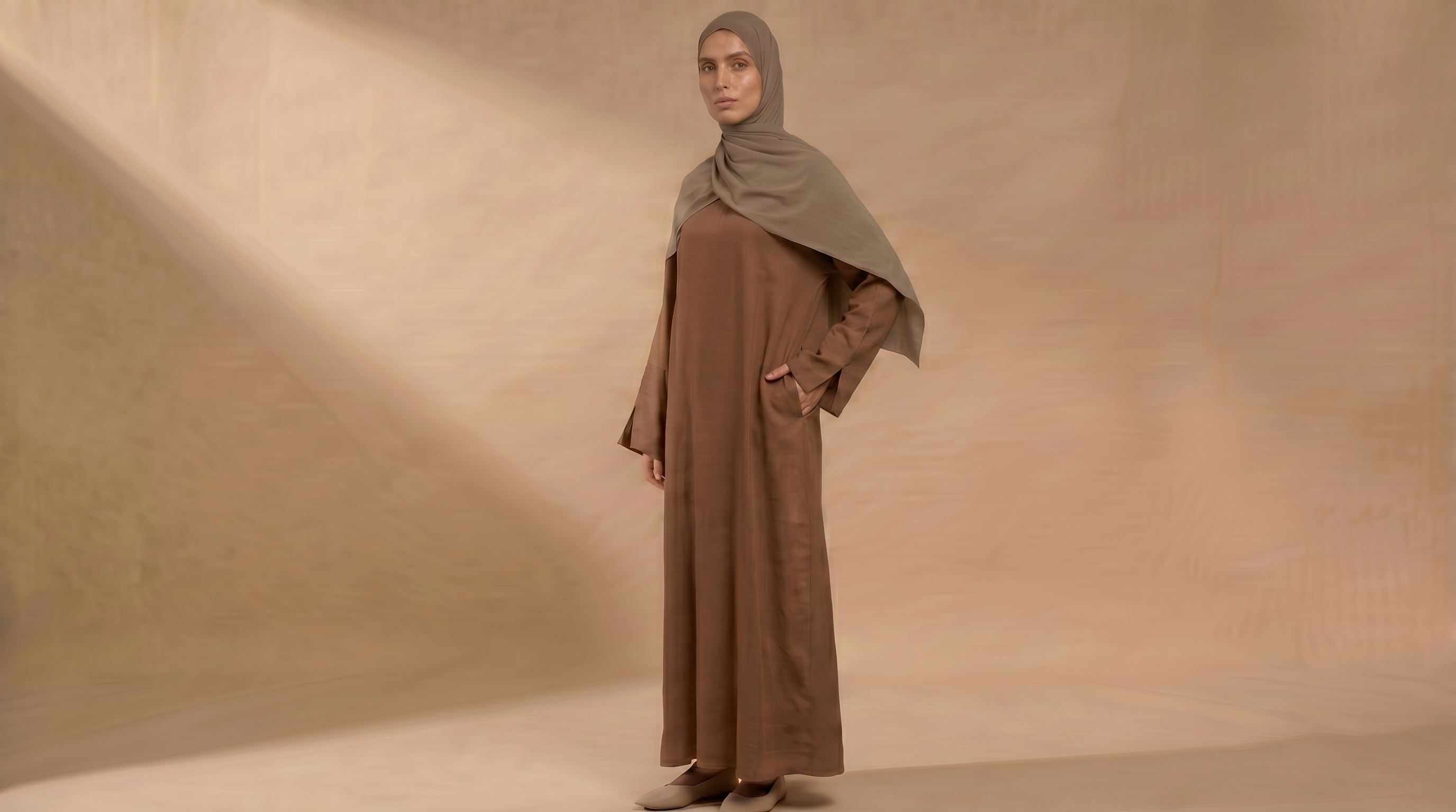 LINEN ILYA COCOA ABAYA