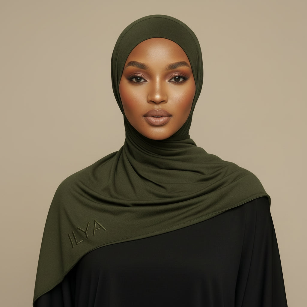 ILYA olive green premium jersey hijab